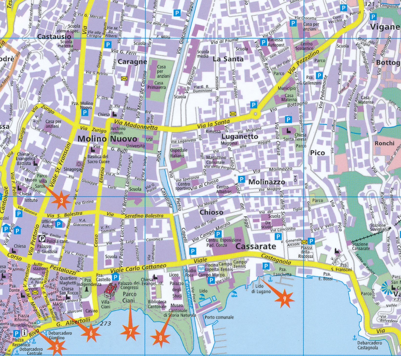 Stadsplattegrond Lugano Hallwag 9783828308763 Reisboekwinkel De